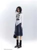 Юбки винтажные женщины джинсовая юбка уличная одежда повседневная а-линия высокая талия Жан Американский стиль расстроенная рабочая одея