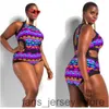 Summer Swimwear Colorful Geometric Monokini Brazilian Hollow High Waist Swimsuit Ladies Sexy Padded Bikinis One Piece Plus Size