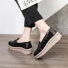 Casual Shoes Women's Platform Sneakers Leather Flats Slip-on Loafers Shallow Height Increasing