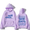 Self Care Vintage DyreaTent Mężczyźni z kapturem kobiety swobodne luźne bluzy kpop ulicy w stylu koreańsko ubrania unisex estetyczna bluza 240322