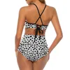 Maillots de bain pour femmes Sexy Dalmatien Dog Imprimer Bikini Ensemble Noir Spotté Maillot de bain à la mode Taille haute Plage Oversize Maillot de bain