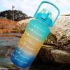 1Set3pcs sportwaterfles met stroming mannen dames fitnessflessen outdoor koude flessenc tijd marker drinkware 240314