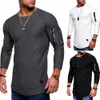 Mężczyźni T-shirt Solidny kolor zip kieszeń v szyja koszulka z krótkim rękawem fit fit w rozmiarze stylowym letnim latem 240312