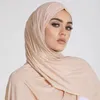 Abbigliamento etnico Moda Jersey di poliestere Sciarpa Hijab Lungo Scialle musulmano Pianura Morbido Turbante Cravatta Avvolge per la testa per le donne Africa Fascia 170x60 cm