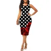 Sommer Sexy Floral Bedruckte Büro Dame Midi Kleid Weibliche Kleidung Ärmellose Casual Mode Bodycon Vintage Dresse 240315