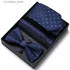 Nacke slipsar nacke slips för män formell klänning smoking smörgåsar handduk båge set plaisyparty brudgum bröllop fjäril bowtie i box y240325