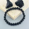 Chaîne classique Bracelet de perles d'agate noire pour hommes pierre naturelle brillante noir Obi Sidian Bracelet fait à la main Yoga méditation bijoux en gros 24325