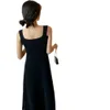 Alt örgü ile Siyah Kadınlar için Kaçakole Elbise Yelek 2023 Yeni İnce Fit ve Zayıflama Orta Uzunluk Etek 254165
