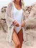 2024 See Through Hollow Out Tunica lavorata a maglia all'uncinetto Beach Cover Up Coverup Dress Wear Beachwear Donna Donna K4416 240320