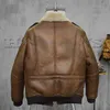 Erkek Kış Shearling Koyun Dinleri Out Giyim Ceket B6 Bombacı Uçuş Ceket Baş Patch Erkekler Aviator Ceket Pilot Ceket Kürk Satır H3RB#