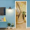 Stickers Creative Vintage Staircase Pattern Door Sticker Self Adhesive Wallpaper Living Room Bedroom Decorative Doors Cover Poster