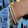 Dames tennis armband hiphop trendy aaa+ kubieke zirconia zilver kleur tienermeisje kristallen ketting op de hand bruiloft sieraden h086