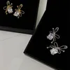 Knot Fashion Designer Stud Earrings For Women Sweet Bowknot Shining Crystal Diamond Earring Ear Rings Party Jewelry Accessories Drop D Otguw