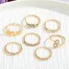 Anillos de racimo Moda Bohemia Cristal Zircon Anillo Set Color Oro Mujeres Carta Amor Corazón Flor para los amantes Regalos de boda Joyería del encanto