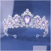 Clips de cheveux Barrettes Baroque Crystal Crown Tiara for Women Swinestone Diadem Prom Accessoires Bridal Tiaras et couronnes Otuma