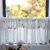 Curtains Japanese Embroidered Red Rose Short Curtains for Kitchen Korea Pastoral Double Layer White Lace Tulle Flowers Half Curtains A323