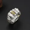 Vintage Skull Fist 14K White Gold Ringen voor Vrouwen Mannen Trendy Overdrijven Hip Hop Rock Sieraden Gift Ring Verstelbaar