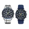 Luxury WateProof Quartz Watches Business Casual Steel Band Watch Men's Blue Angels World Chronograph WristWatch179s