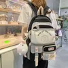 Borse da scuola grandi per ragazze adolescenti Zaino per cartoni animati Kawaii Borsa per libri per studenti Zaino per adolescenti alla moda nero rosa