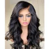 Brazilian High-Gloss Human Black Wavy Medium-Length Glueless Synthetic Lace Forehead Hair Products Korean High-Temperature Resistant Fiber Wig