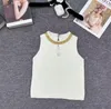 T-shirt femme Designer Knit Tee Tops Perle Inlay Coton Crop Top Vêtements Haut de gamme Sexy Pulls Gilet