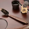 Thee scheppen anti strooi metalen tinnen legering houten handgreep ebbenhout voor keuken koffie theelepels servies