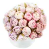 60pcs Mini Silk Tea Rose Bud Artificial Rose Flower Bouquet Scrapbooking Wedding Party Decoration DIY Handmade Fake Flower Craft 240313