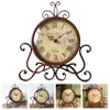 Table Clocks Classical Desk Clock Iron Tabletop Non Ticking Ornament No