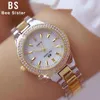 2019 Ladies Wrist zegarki Gold Watch Kobiety Crystal Diamond zegarki ze stali nierdzewnej Srebrny zegar Kobiety Montre Femme 2018 LY192802