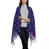 Foulards Étoiles filantes Écharpe avec gland Galaxy Space Imprimer Chaud Doux Châle Wraps Lady Graphique Grand Hiver Vintage Foulard