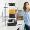 Black+decker stille mixer met cycloonglazen potten met 6 kopjes, 3 snelheden+3 functies, gekartelde mestechnologie voor sneller mixen, pulsknop en 24 ounce persoonlijk