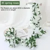 Flores decorativas artificial videira parede pendurado branco rosa plantas falsas para festa de casamento diy decoração de casa