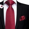 Neck Ties Neck Ties Hi-Tie Designer Red Burgundy Plaid Silk Wedding Tie For Men Handky Cufflink Gift Mens Necktie Fashion Business Party Dropshiping Y240325