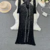 Casual Kleider Chic Bodycon Oansatz Gaze Schlitz Strass Kleid Langarm Frauen Elegante Koreanische Mode Vestidos Sommer Hüfte Wrap