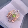 Cluster Rings VVS Grade Peridot Ring For Young Girl 5mm 7mm 0.6ct Natural 925 Silver 18K Gold Plated Gemstone Jewelry