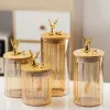 Burkar Creative Golden Deer Glass Storage Jar Amber Sealed Tea Can Food Milk Powder Sugar Jar Kök förvaring Container Hem Dekoration