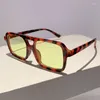 Sunglasses Double Bridge Square Women For Men 2024 Vintage Sun Glasses Designer Punk Flat Top Eyeglasses