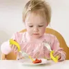 Toddler Self-Feeding Spoon Smooth Silicone Dining Set For Toddler 1-2 Years Olds Easy To Grip Kids Weaning Spoon And Fork For 240322