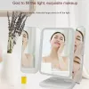 Miroirs Miroir de maquillage à LED avec lumière Portable pliant vanité lumière tactile 180 degrés Rotation cosmétique main pliante LED lampe de miroir