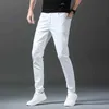 Men's Jeans New autumn 2024 white mens jeans straight thin solid color casual denim Trousers classic mens brand clothing pantsL2403