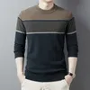 Suéter de lã masculino listrado fi inverno top masculino pulôver homem suéteres roupas vintage tira marrom oversize streetwear i9Li #