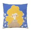 Pillow Cartoon Girl Cover 45x45 Living Room Decoration Square Polyester Linen Poster Pillowcase Beautiful Gift Cute E0475