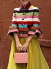 Vestes Femmes Uoozee Arrivée Vintage Élégant Multi-Color Rayé Pour Femmes Adulte Femelle Printemps Col Revers Flare Manches Outwears