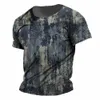 T-shirt imprimé vintage pour hommes Chemise à rayures quotidiennes Été Col rond T-shirts à manches courtes Sweat-shirt surdimensionné Homme Vêtements bon marché U06z #