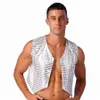 Hommes paillettes scintillantes gilet Jazz Hip-hop danse débardeur manches gilet Halen Disco fête scène Performance Costumes m9Od #