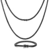 Cadenas – collier en argent Sterling véritable, bijoux fins, 4Mm, chaîne de Tennis en diamant VVS Moissanite noir, pour hommes et femmes