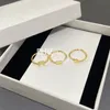 18K Gouden Ringen Retro Letterpatroon Ringen Charmante Gouden Eenvoudige Ringen Met Doos Verlovingscadeau Bruiloft Verjaardag