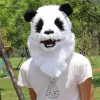 Masker Premium Panda Head Mask Moving Mouth Bear Cosplay Plush Masks For Halloween Party Costume
