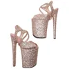 Dance Shoes Peep Toe 23CM/9inches Glitter Upper Plating Platform Sexy High Heels Sandals Pole 019