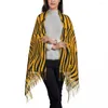 Scarves Tiger Fur Print Scarf Gold Clusters Warm Soft Shawl Wraps With Long Tassel Lady Y2k Funny Headwear Winter Design Foulard